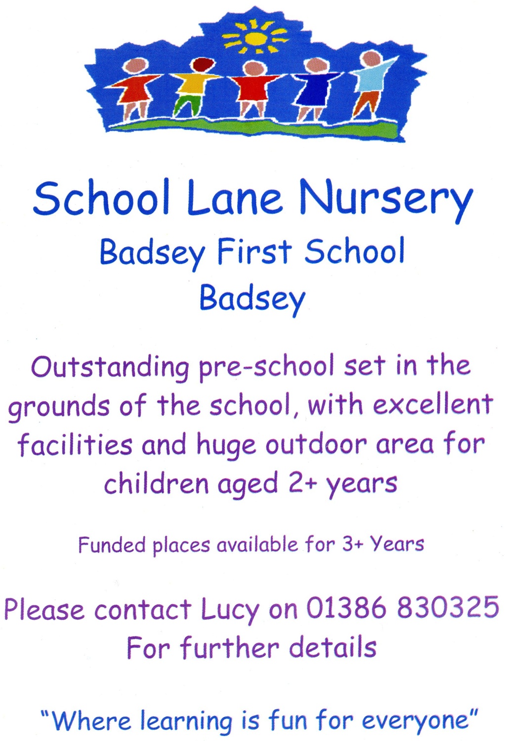 Poster advertising School Lane Nursery | The Badsey ...